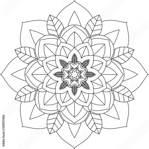 Easy Mandala coloring book simple and basic for beginners, seniors and children. Set of Mehndi flower pattern for Henna drawing and tattoo. Decoration in ethnic oriental, Indian style.