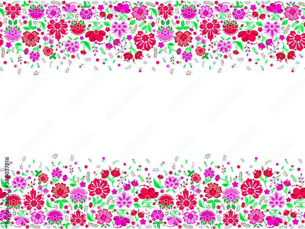 Seamless vector floral pattern. Flowers background for design, fabric, textile, cover, wrapping etc. Beautiful botanic flowers field bouquet.