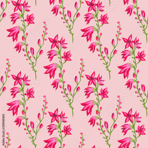 Seamless vector floral pattern. Flowers background for design, fabric, textile, cover, wrapping etc. Beautiful botanic flowers field bouquet.