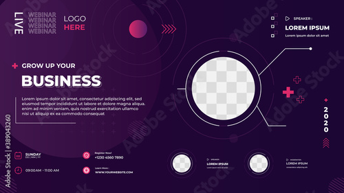 Dark purple Technology background. Suitable for web banner, business webinar, marketing webinar, Online class, landing page and many more