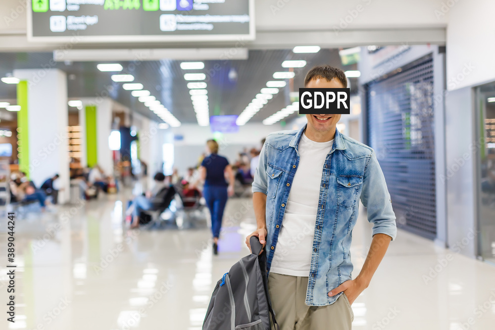 man at the airport. GDPR. Privacy. man at the airport. GDPR. Privacy.