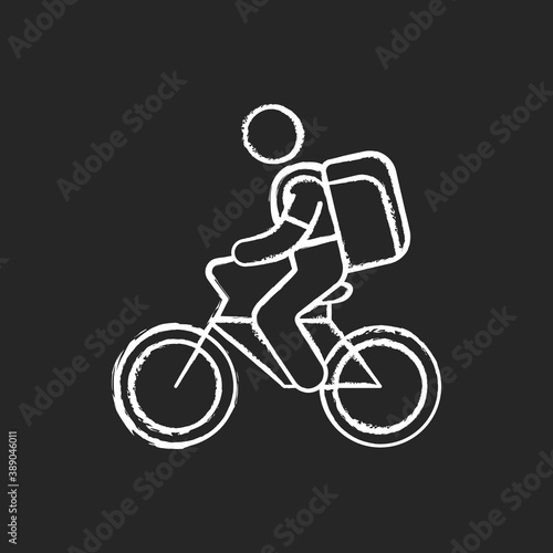 Wallpaper Mural Food delivery person chalk white icon on black background. Meal and groceries delivery. Restaurant takeout. Online food ordering. Part-time job. Isolated vector chalkboard illustration Torontodigital.ca
