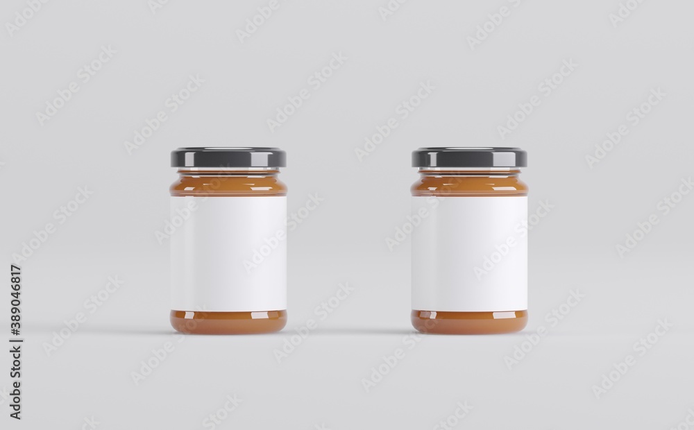 Apricot Jam Jars Mockup 3D Illustration Apricot Jam Jars Mockup 3D Illustration