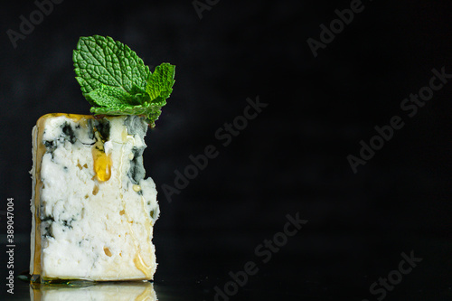 blue cheese gorgonzola or dorblu roquefort, cambozola, stilton healthy ingredient snack cheese plate top view copy space for text food background rustic photo