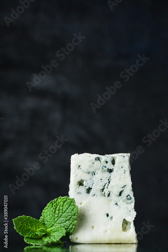 blue cheese gorgonzola or dorblu roquefort, cambozola, stilton healthy ingredient snack cheese plate top view copy space for text food background rustic photo