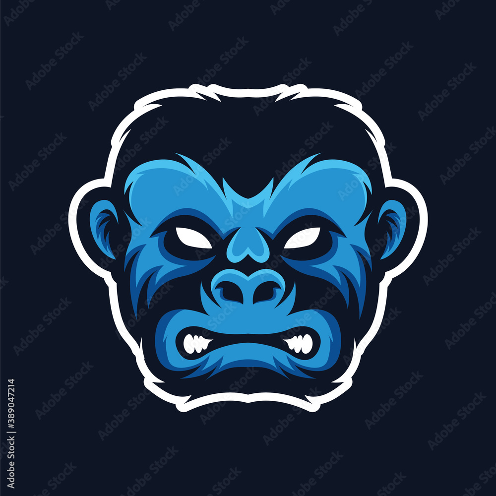 Gorilla head mascot logo design.
