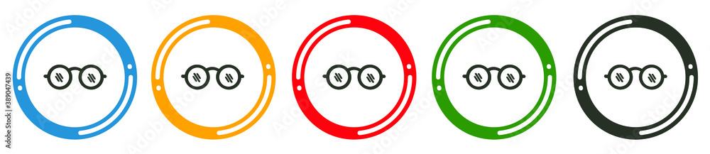 glasses icon set. flat design vector illustration in 5 colors options for webdesign glasses icon set. flat design vector illustration in 5 colors options for webdesign
