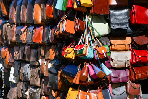 Colorful leather bags in Italy © Simona