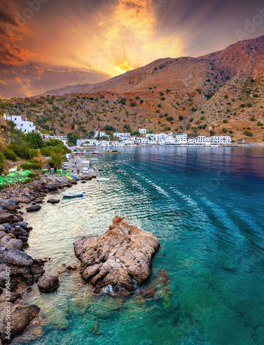 Greek village of Loutro, Chania, Crete, Greece. photo