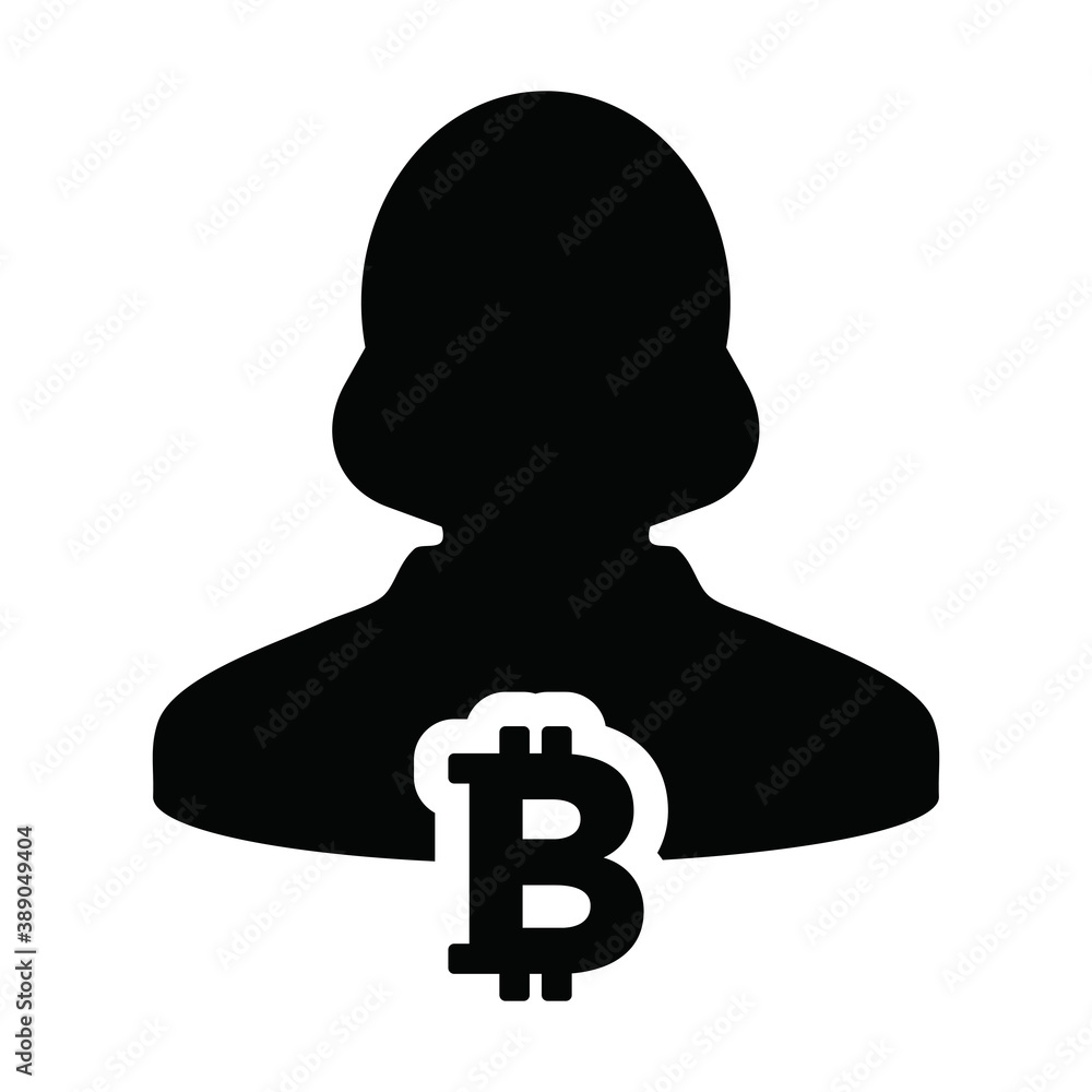 Blockchain icon vector for bitcoin cryptocurrency with male person profile avatar for digital wallet in a glyph pictogram illustration Blockchain icon vector for bitcoin cryptocurrency with male person profile avatar for digital wallet in a glyph pictogram illustration