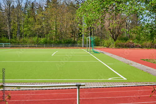 An empty soccer field that is closed due to the high number of infections caused by Covid-19. © Mickis Fotowelt