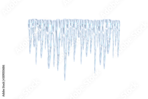 et of snowy elements,icicles and caps on winter background.