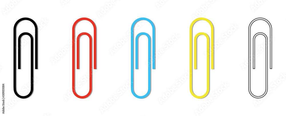 Clip. A set of paper clips. Isolated icons on white background Clip. A set of paper clips. Isolated icons on white background