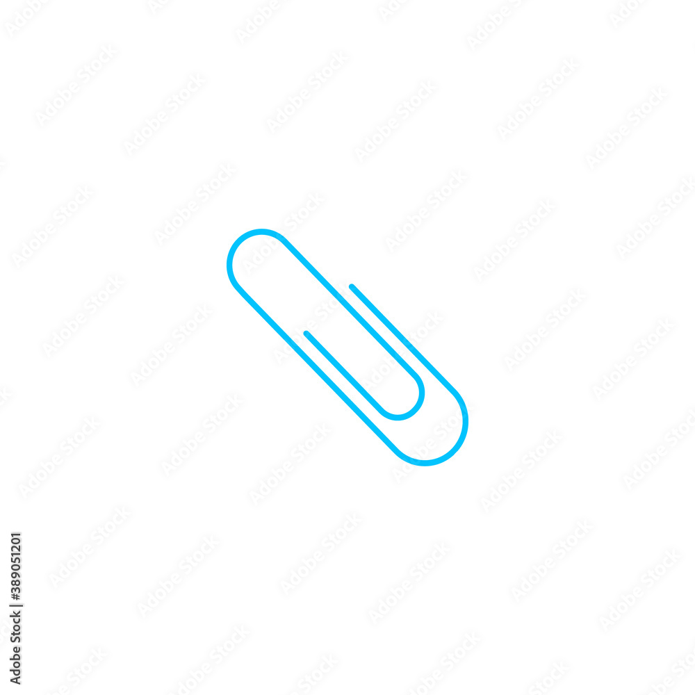 Blue icon with paper clip icon isolated on white background Blue icon with paper clip icon isolated on white background