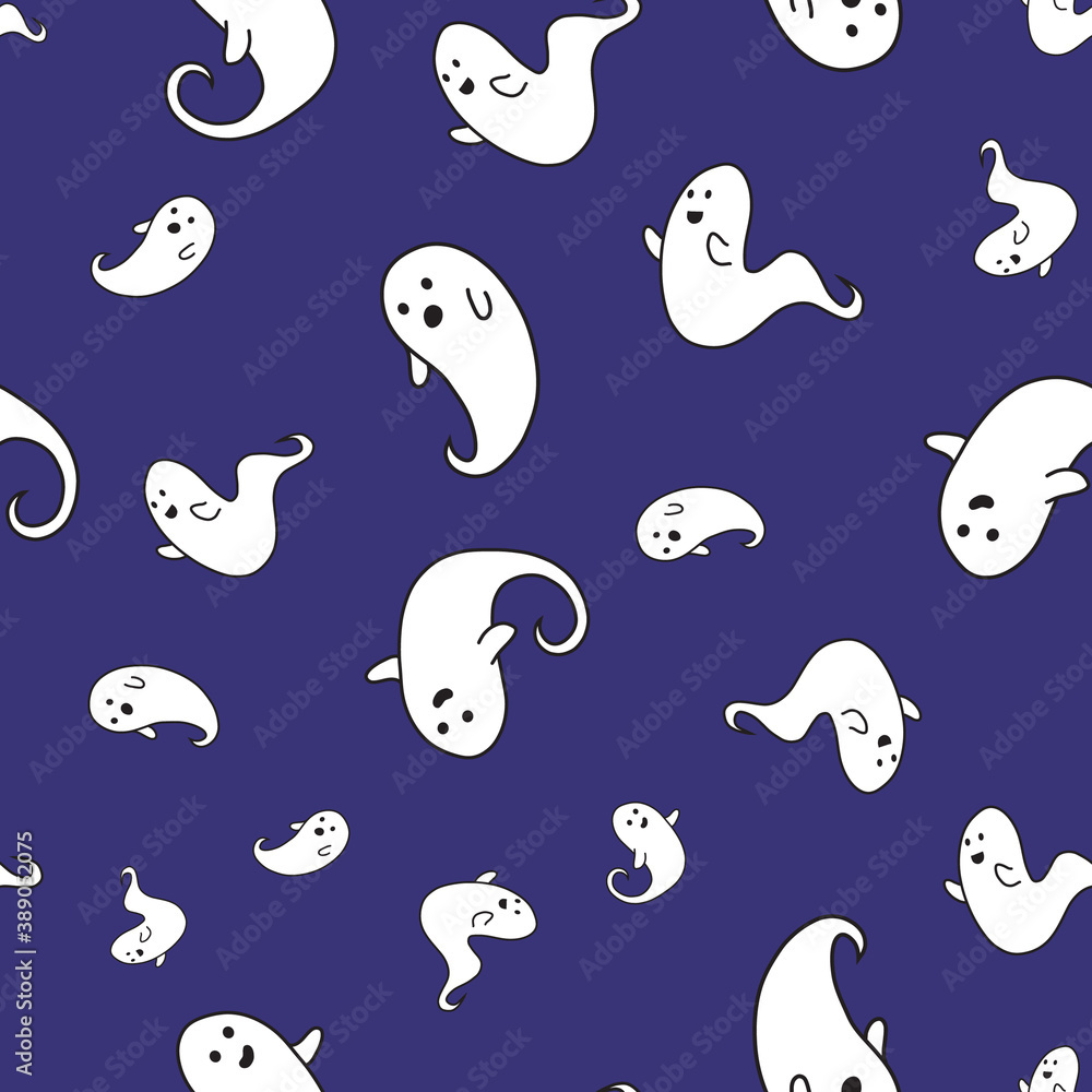 Ghostly Halloween cute purple ghost pattern Ghostly Halloween cute purple ghost pattern