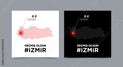 Turkey big disasters in Izmir Turkey from Aegean earthquake 6.6 Richter at Samos,Greece.get well soon izmir (Translation: Gecmis olsun izmir) vector illustration.