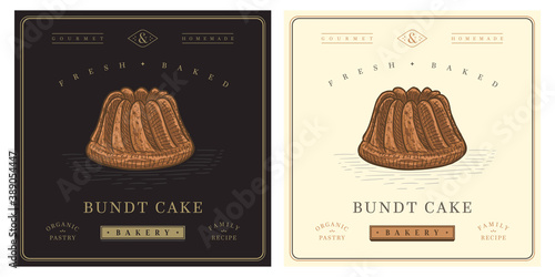 Bundt Cake Babka cake retro vintage illustration