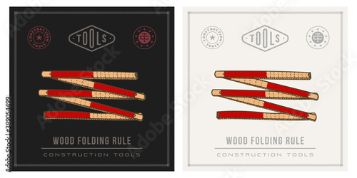 Vintage meter wood folding rule measure