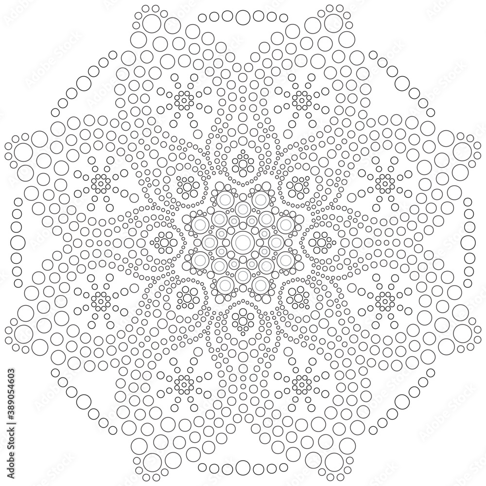 Dot mandala black and white vector illustration Stock Vector | Adobe Stock