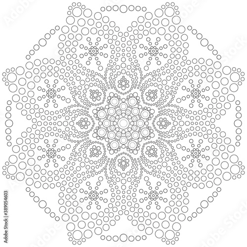 Dot mandala black and white vector illustration