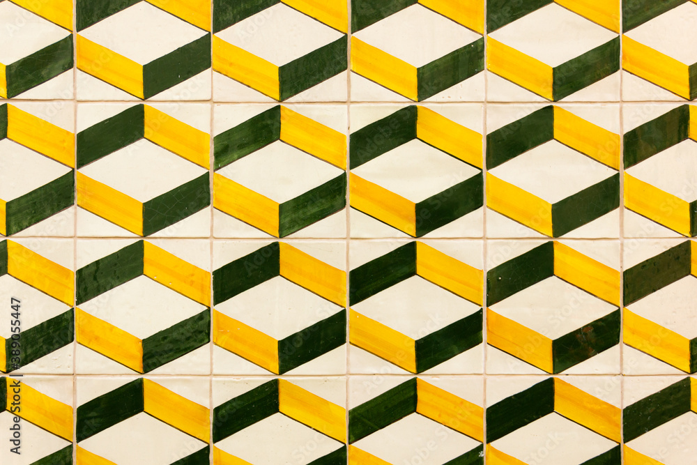 Geometric pattern ceramic tiles closeup. Colorful 3d style composition background Geometric pattern ceramic tiles closeup. Colorful 3d style composition background