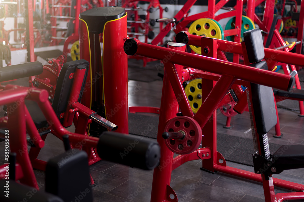 Modern gym interior with equipment. Fitness center interior Modern gym interior with equipment. Fitness center interior