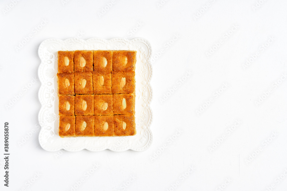 Middle eastern semolina sweets basbousa , namoora, hareesa Middle eastern semolina sweets basbousa , namoora, hareesa