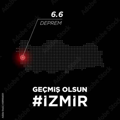Big disasters in Izmir Turkey from Aegean earthquake 6.6 Richter at Samos, Greece.Get well soon for izmir (Translation: Gecmis olsun izmir) vector illustration.