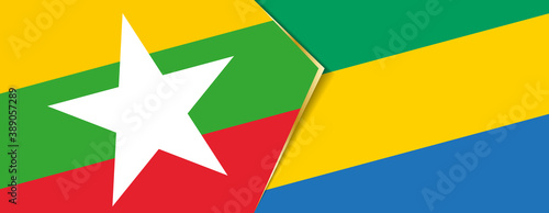 Myanmar and Gabon flags  two vector flags.