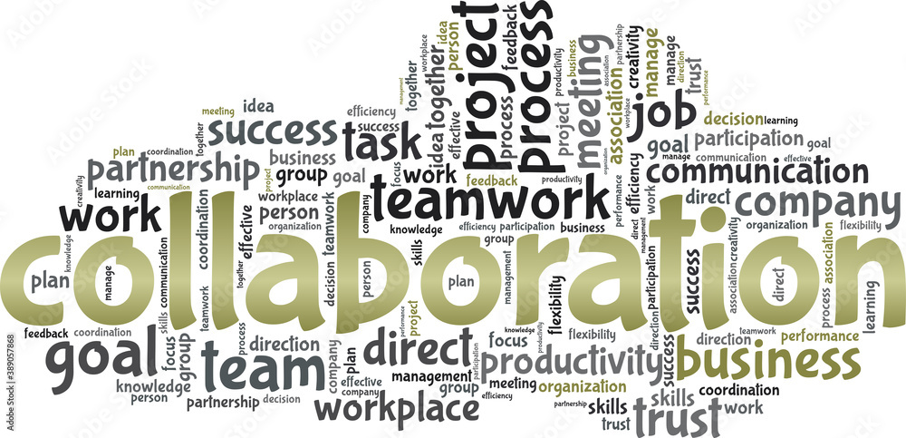 Collaboration vector illustration word cloud isolated on a white background. Collaboration vector illustration word cloud isolated on a white background.