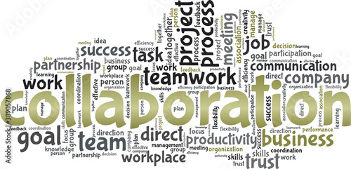 Collaboration vector illustration word cloud isolated on a white background.