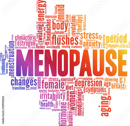 Menopause vector illustration word cloud isolated on a white background.