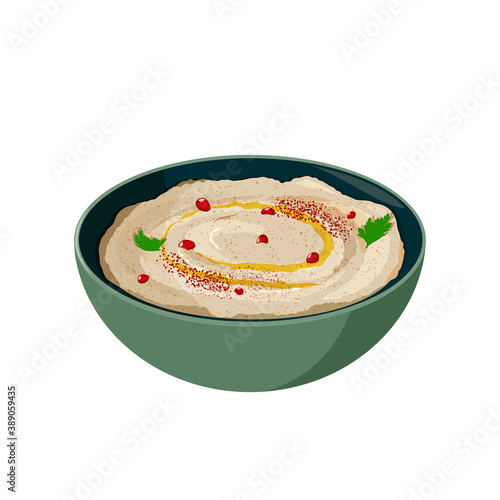 Popular Georgian dish Satsivi made with chicken and walnuts. Vector realistic illustration. Traditional cuisine.