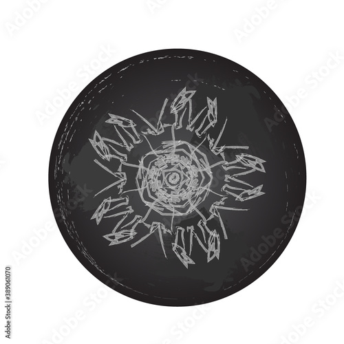 circular white graceful line vector pattern. Imitation of drawing with white chalk on a blackboard. Outline illustration icon