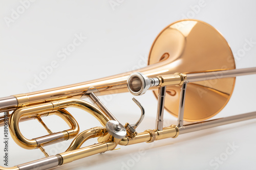 Trombone on white background