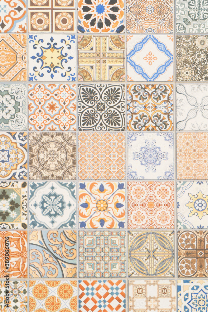 Fototapeta wall with tradiotional tiles