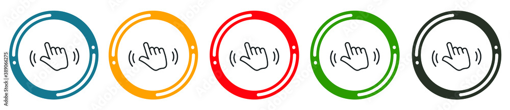 Touch icon set. flat design vector illustration in 5 colors options for web design Touch icon set. flat design vector illustration in 5 colors options for web design