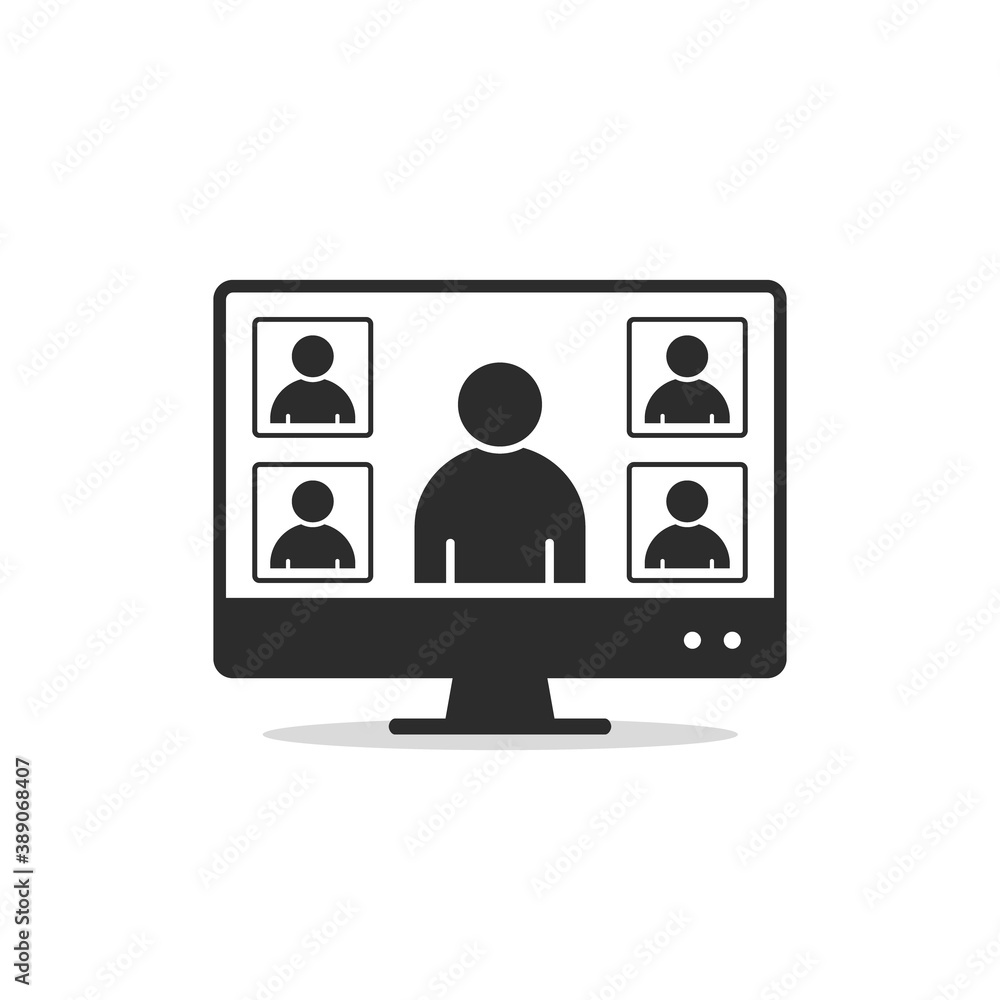 Video conference icon. People on computer screen. Vector isolated illustration Video conference icon. People on computer screen. Vector isolated illustration