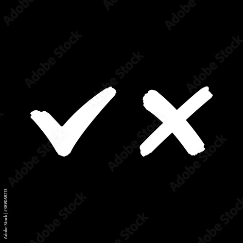 Check mark icon and cross sign