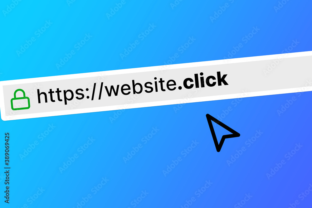 url browser bar with a website with a click domain - obrazy, fototapety, plakaty 