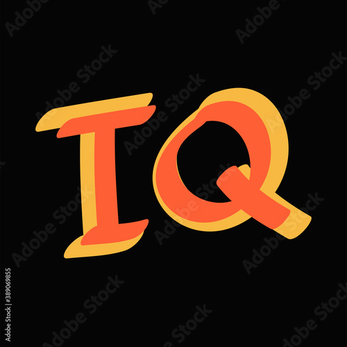 IQ. Sticker quote for decoration design. Graphic element vector background illustration text. Quote box icon. Fashion print.
