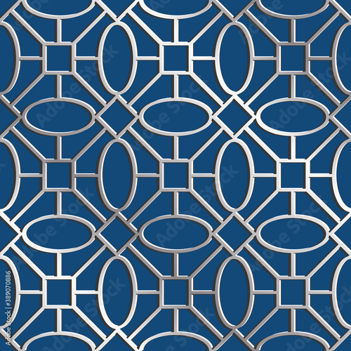 Background pattern Art Deco Inspired Classic Blue and Silver