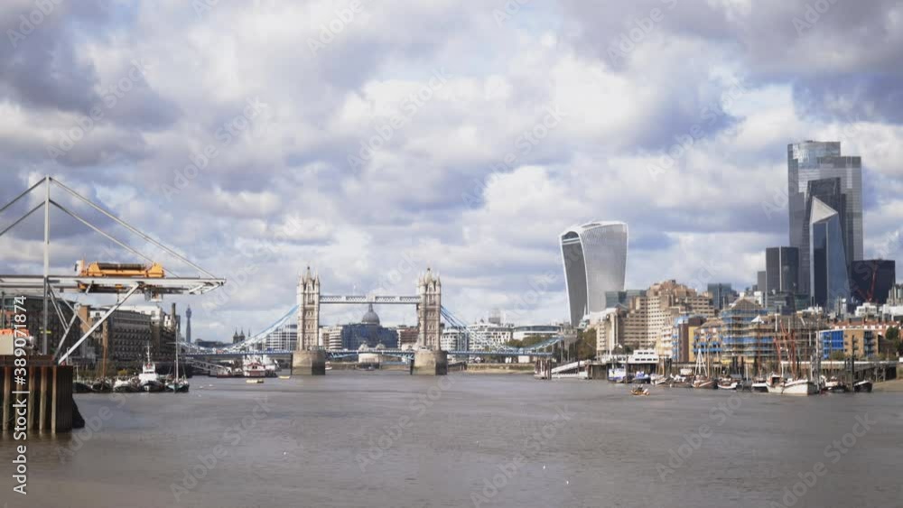 The River Thames with a Cityscape and the Tower Bridge as background The River Thames with a Cityscape and the Tower Bridge as background