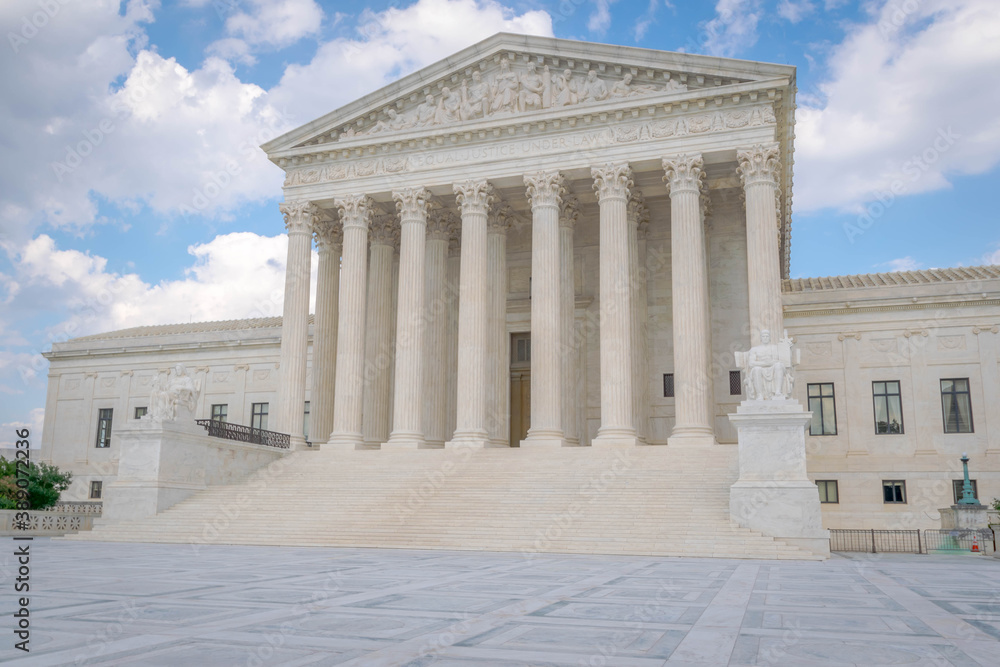 The front facade and steps of the highest court in America, the Supreme Court