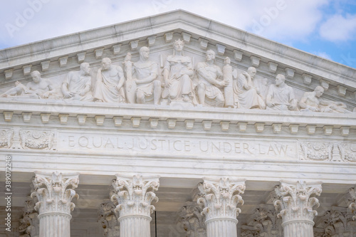 The pediment of the Supreme Court, depicting scenes and symbols of justice