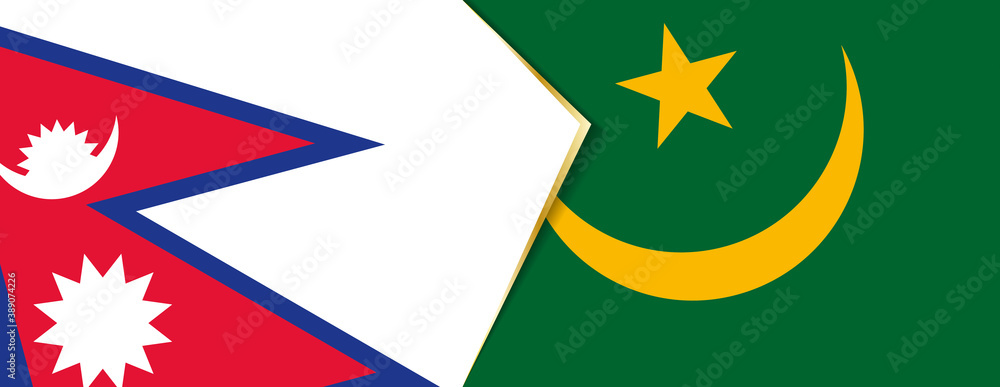 Nepal and Mauritania flags, two vector flags. Nepal and Mauritania flags, two vector flags.
