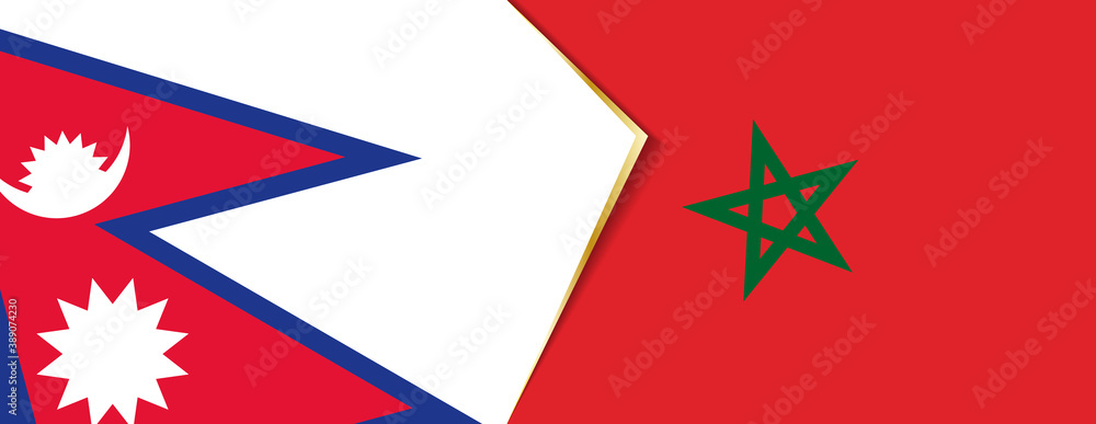 Nepal and Morocco flags, two vector flags. Nepal and Morocco flags, two vector flags.