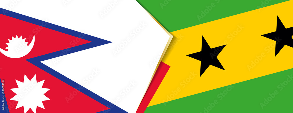 Nepal and Sao Tome and Principe flags, two vector flags. Nepal and Sao Tome and Principe flags, two vector flags.