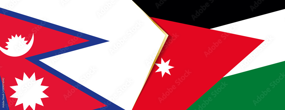Nepal and Jordan flags, two vector flags.