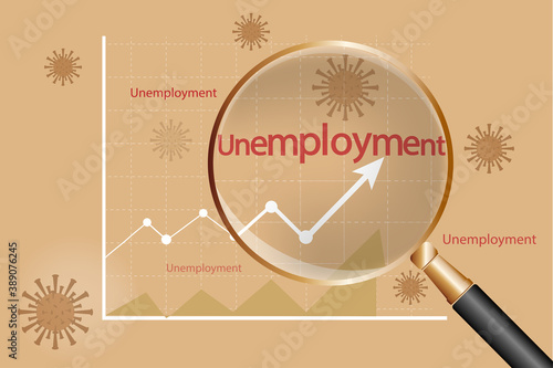 Rising unemployment under glass. the impact of the coronavirus pandemic on the number of unemployed. Vector